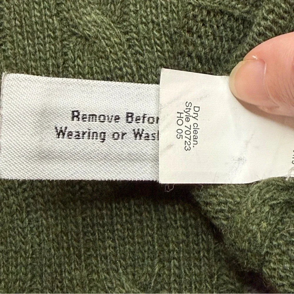 J.Crew Cable Knit Wool Cashmere Angora Preppy Women Size M Green Vintage Y2K